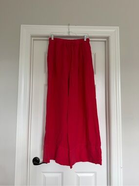 red linen blend wide leg pants size large